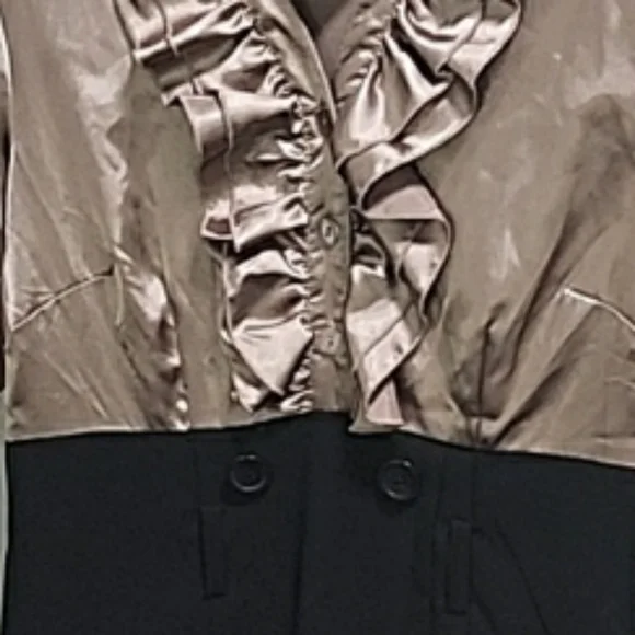 Faux Skirt and Blouse Look Knee Length Dress in Tan Satin & Black size 8 - Picture 5 of 10